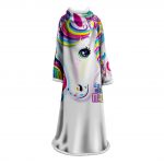 3D Digital Printed Blanket With Sleeves-Cartoon Unicorn Blanket Robe