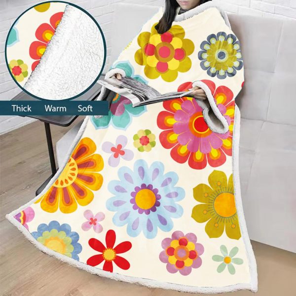 3D Digital Printed Blanket With Sleeves-Hip-Pop Blanket Robe