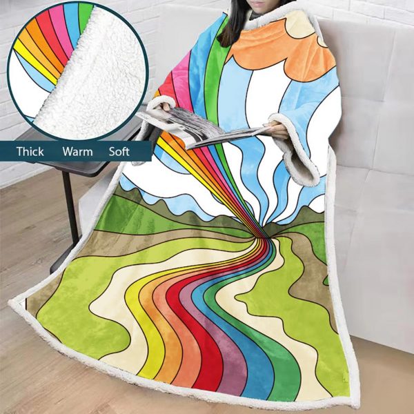 3D Digital Printed Blanket With Sleeves-Hip-Pop Blanket Robe