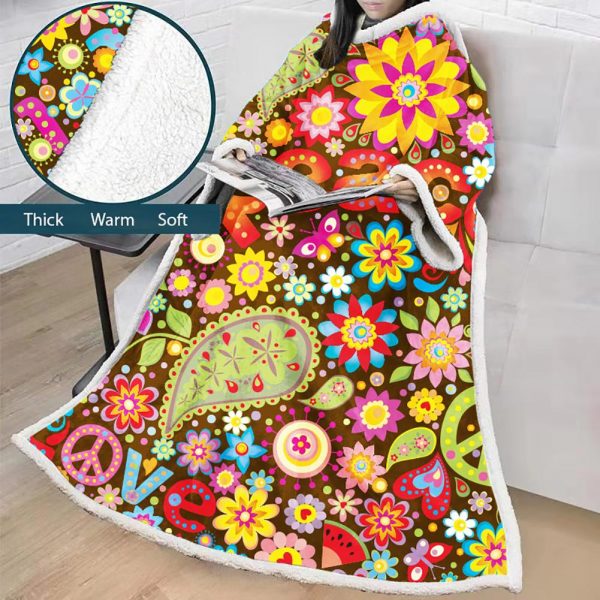 3D Digital Printed Blanket With Sleeves-Hip-Pop Blanket Robe