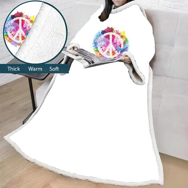 3D Digital Printed Blanket With Sleeves-Hip-Pop Blanket Robe