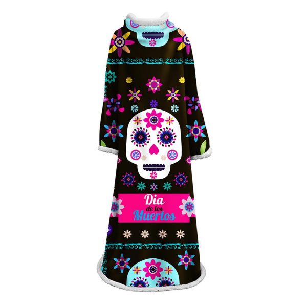 3D Digital Printed Blanket With Sleeves-Horror Cat Blanket Robe