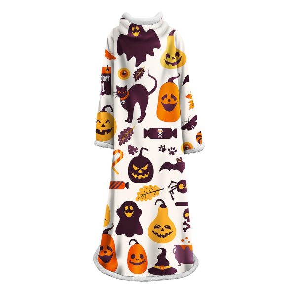 3D Digital Printed Blanket With Sleeves-Horror Cat Blanket Robe
