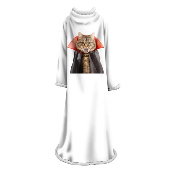 3D Digital Printed Blanket With Sleeves-Horror Cat Blanket Robe