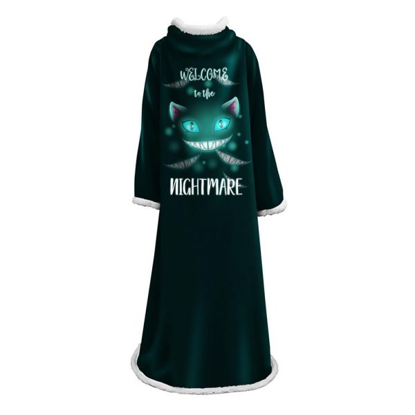 3D Digital Printed Blanket With Sleeves-Horror Cat Blanket Robe