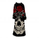 3D Digital Printed Blanket With Sleeves-Horror Skull Blanket Robe