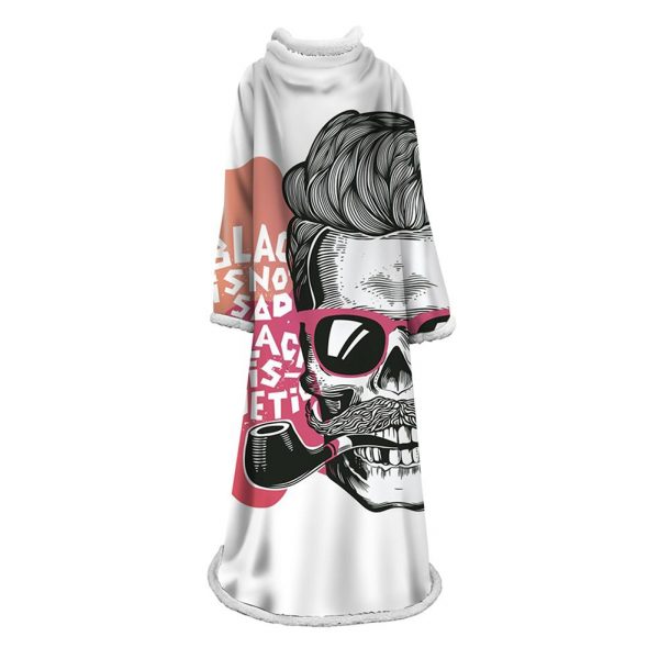 3D Digital Printed Blanket With Sleeves-Horror Skull Blanket Robe