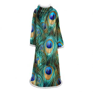 3D Digital Printed Blanket With Sleeves-Peacock Eye Blanket Robe