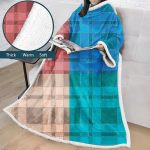 3D Digital Printed Blanket With Sleeves-Plaid Thickened Blanket Robe