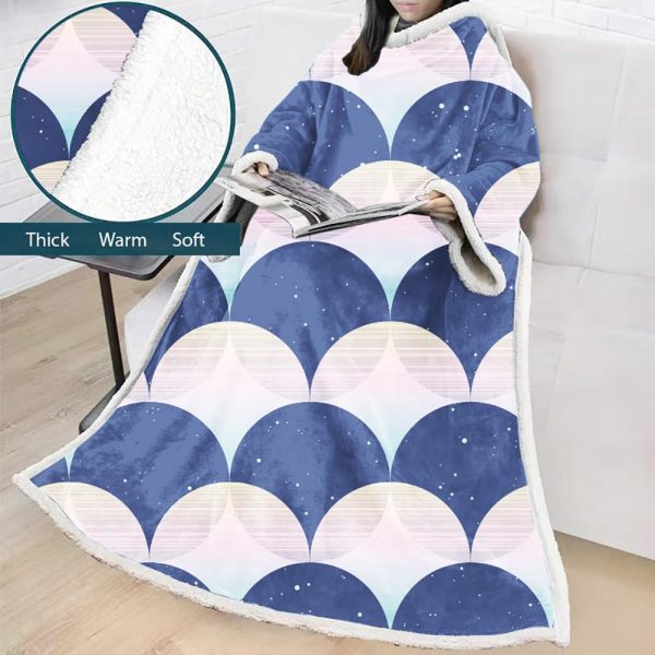 3D Digital Printed Blanket With Sleeves-Scale Blanket Robe