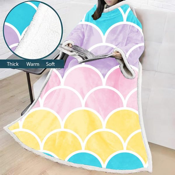 3D Digital Printed Blanket With Sleeves-Scale Blanket Robe