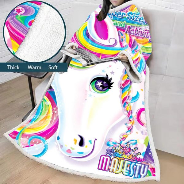 3D Digital Printed Blanket With Sleeves-Unicorn Cartoon Blanket Robe