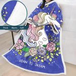 3D Digital Printed Blanket With Sleeves-Unicorn Cartoon Blanket Robe