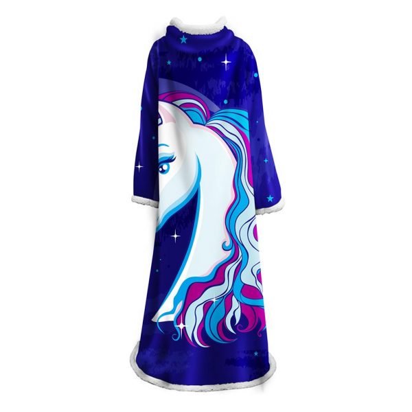 3D Digital Printed Blanket With Sleeves-Unicorn Cartoon Blanket Robe