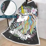 3D Digital Printed Blanket With Sleeves-Unicorn Cartoon Blanket Robe
