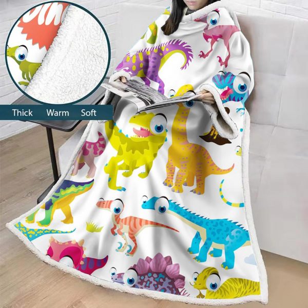 3D Digital Printed Cartoon Blanket With Sleeves-Cute Blanket Robe