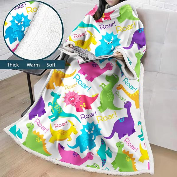 3D Digital Printed Cartoon Blanket With Sleeves-Cute Blanket Robe