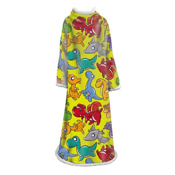 3D Digital Printed Cartoon Blanket With Sleeves-Cute Blanket Robe