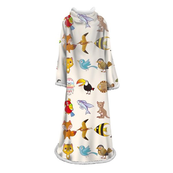 3D Digital Printed Cartoon Blanket With Sleeves-Cute Blanket Robe