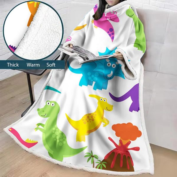 3D Digital Printed Cartoon Blanket With Sleeves-Cute Blanket Robe