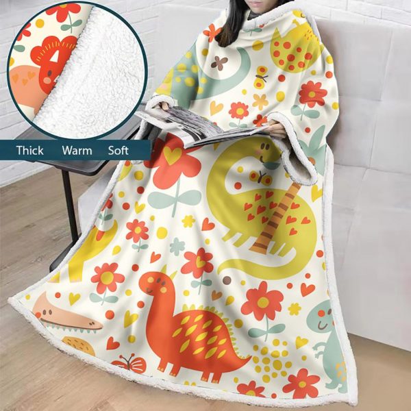 3D Digital Printed Cartoon Blanket With Sleeves-Cute Blanket Robe