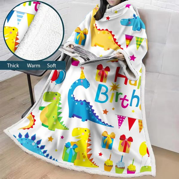 3D Digital Printed Cartoon Blanket With Sleeves-Cute Blanket Robe