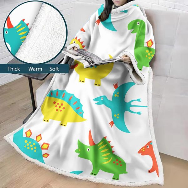 3D Digital Printed Cartoon Blanket With Sleeves-Cute Blanket Robe