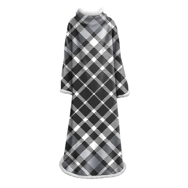 3D Digital Printed Plaid Blanket Robe -Blanket With Sleeves