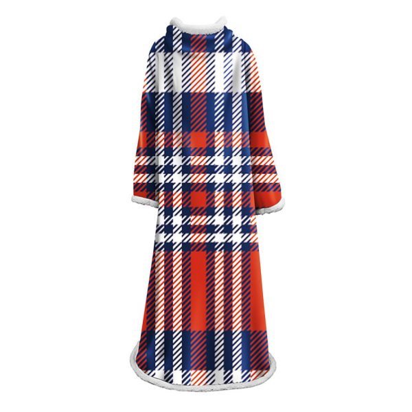 3D Digital Printed Plaid Blanket Robe -Blanket With Sleeves
