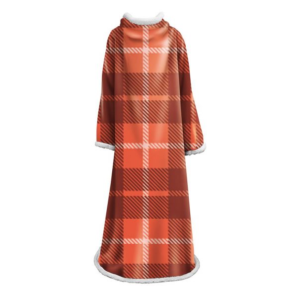 3D Digital Printed Plaid Blanket Robe -Blanket With Sleeves