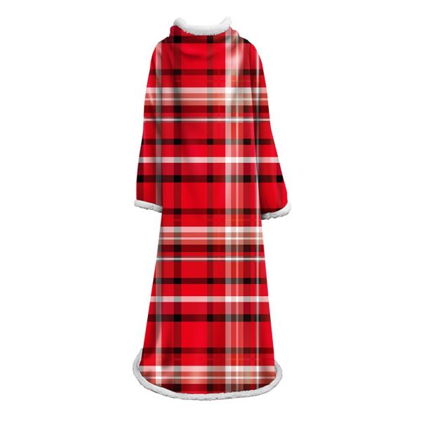 3D Digital Printed Plaid Blanket Robe -Blanket With Sleeves