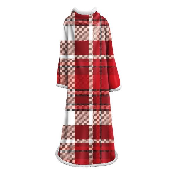 3D Digital Printed Plaid Blanket Robe -Blanket With Sleeves