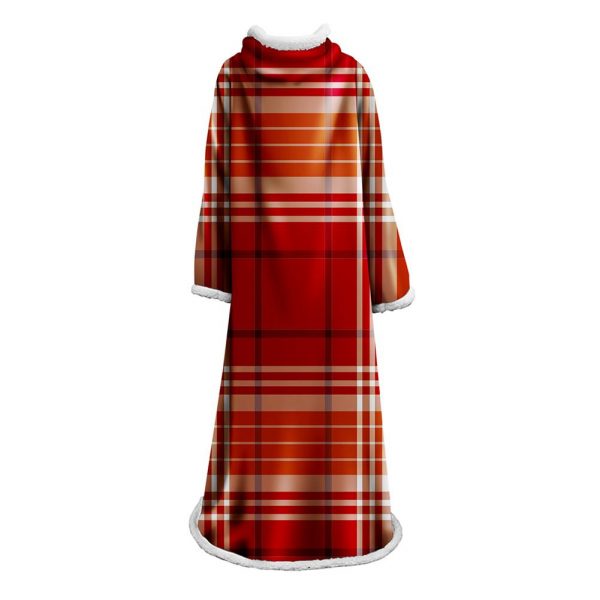 3D Digital Printed Plaid Blanket Robe -Blanket With Sleeves