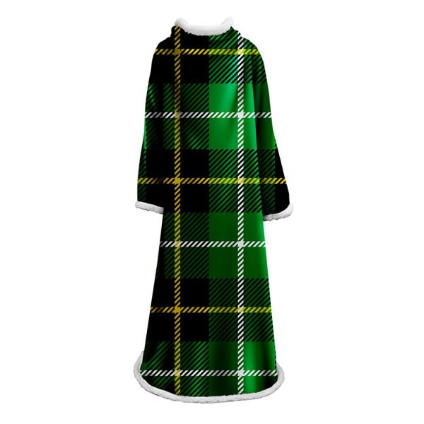 3D Digital Printed Plaid Blanket Robe -Blanket With Sleeves