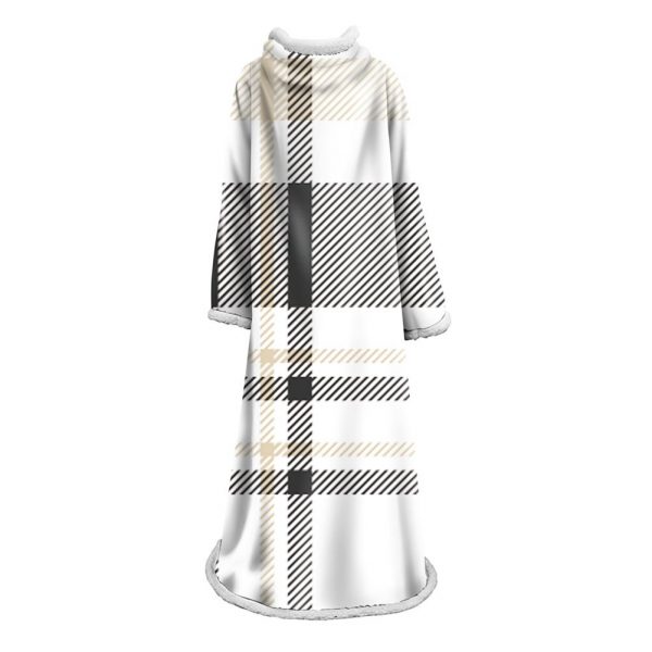 3D Digital Printed Plaid Blanket Robe -Blanket With Sleeves