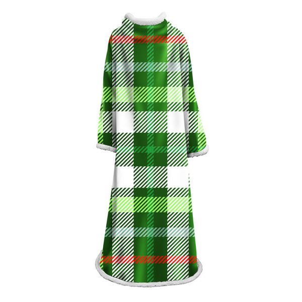 3D Digital Printed Plaid Blanket Robe -Blanket With Sleeves