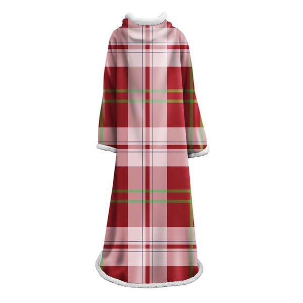 3D Digital Printed Plaid Blanket Robe -Blanket With Sleeves