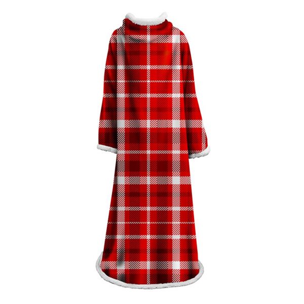 3D Digital Printed Plaid Blanket Robe -Blanket With Sleeves