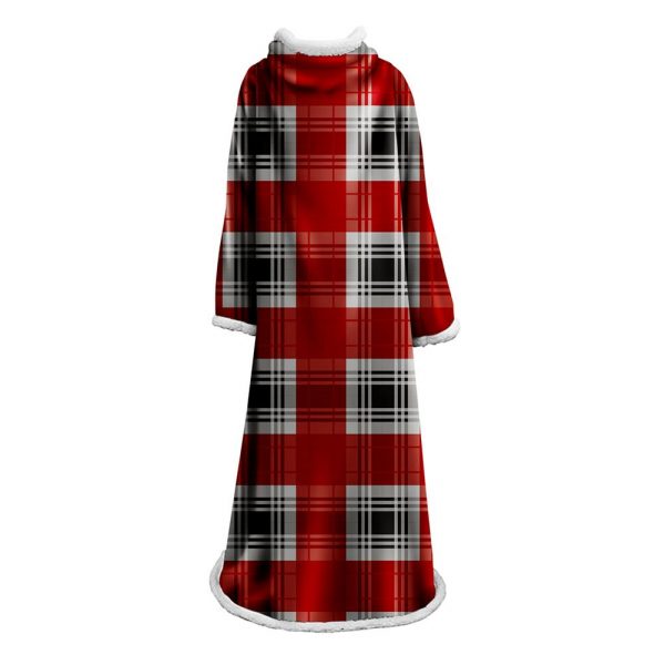 3D Digital Printed Plaid Blanket Robe -Blanket With Sleeves