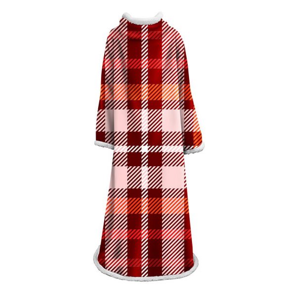 3D Digital Printed Plaid Blanket Robe -Blanket With Sleeves