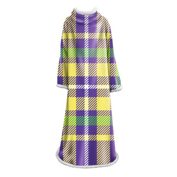 3D Digital Printed Plaid Blanket Robe -Blanket With Sleeves