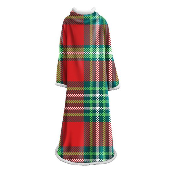 3D Digital Printed Plaid Blanket Robe -Blanket With Sleeves