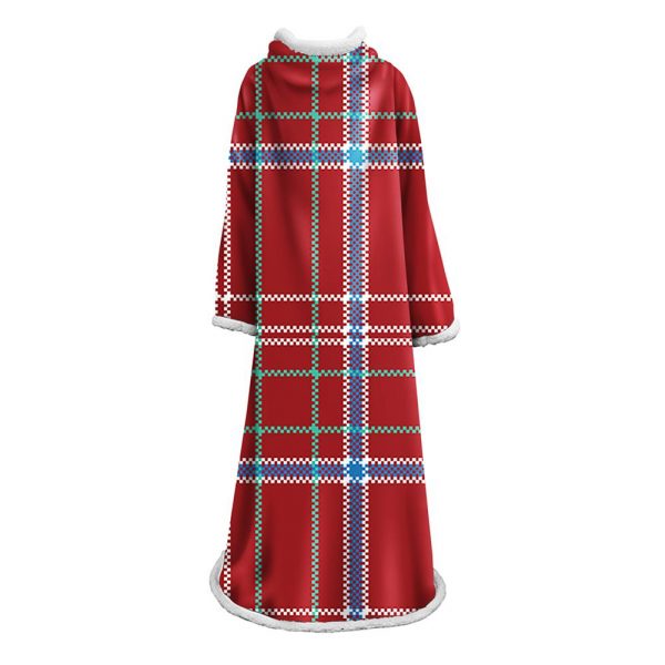 3D Digital Printed Plaid Blanket Robe -Blanket With Sleeves