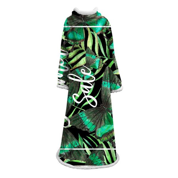 3D Digital Printed Plants Blanket With Sleeves-Leaves Blanket Robe