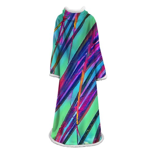 3D Digital Printed Plants Blanket With Sleeves-Leaves Blanket Robe