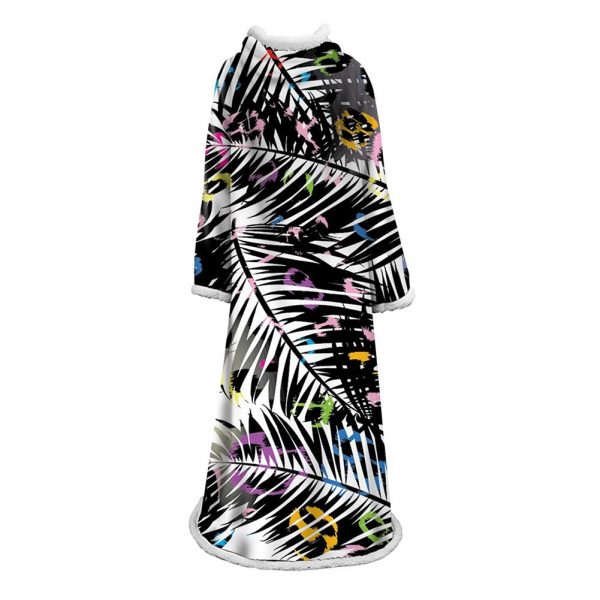 3D Digital Printed Plants Blanket With Sleeves-Leaves Blanket Robe
