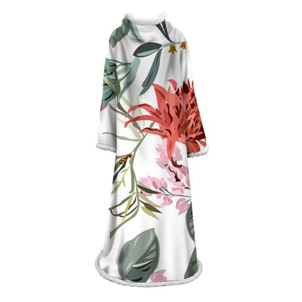 3D Digital Printed Plants Blanket With Sleeves-Leaves Blanket Robe