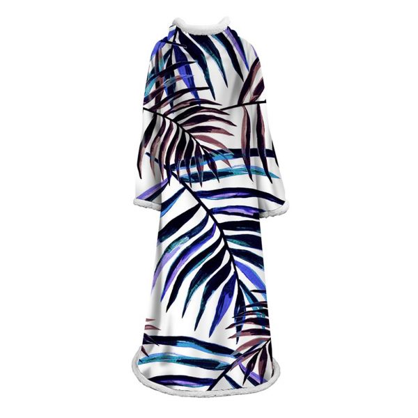 3D Digital Printed Plants Blanket With Sleeves-Leaves Blanket Robe