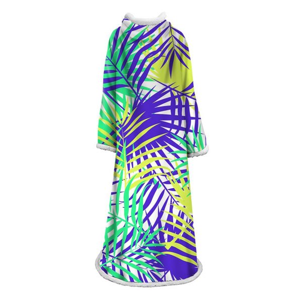 3D Digital Printed Plants Blanket With Sleeves-Leaves Blanket Robe