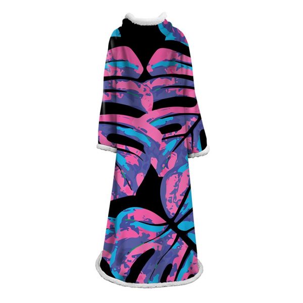 3D Digital Printed Plants Blanket With Sleeves-Leaves Blanket Robe